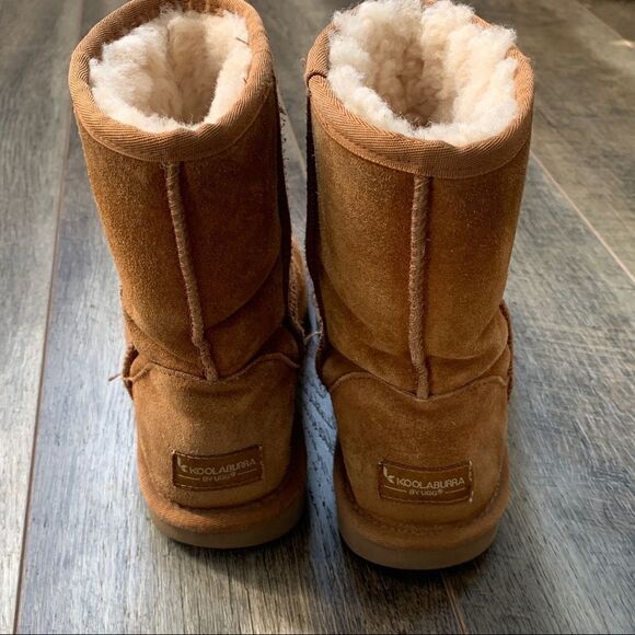 Koolaburra by UGG Koola Short Boots Chestnut Brown Suede and Faux Fur - Picture 3 of 8